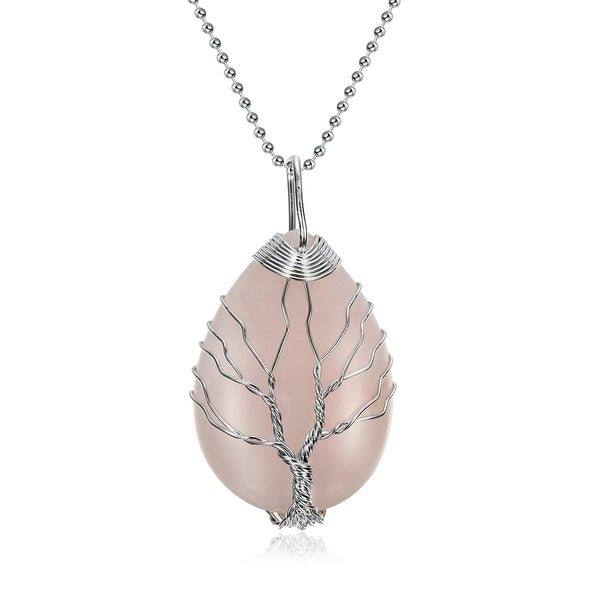 Yggdrasil / Tree of Life Necklace on Teardrop Semi-Precious Stone