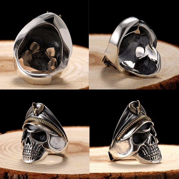 ZABRA 925 Silver Cool Soldier Skull Ring