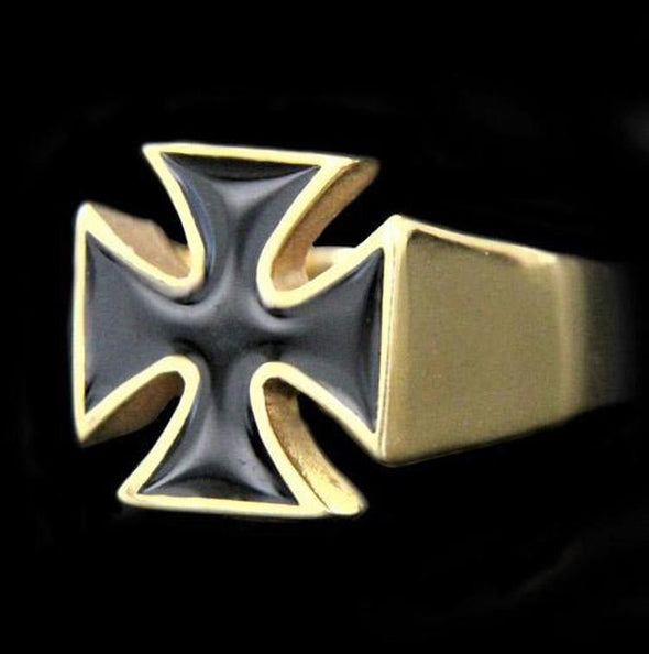 GOLD IRON CROSS WITH BLACK ENAMEL