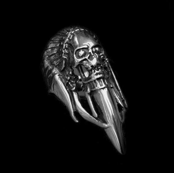 INDIAN SKULL HORN RING