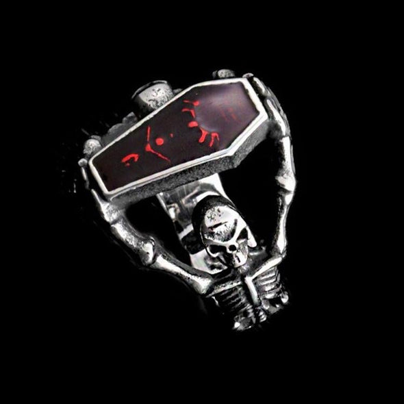 RUBY COFFIN SKULL RING