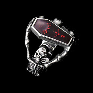 RUBY COFFIN SKULL RING