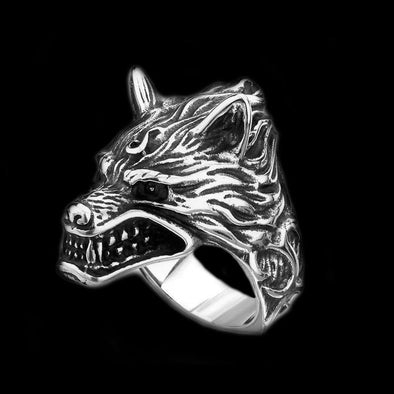 SNARLING WOLF RING