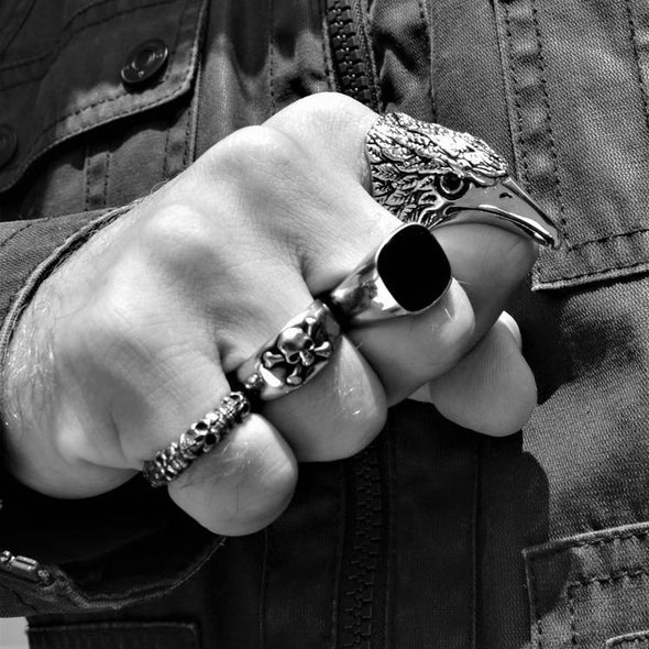 STACKED SKULL HEAD RING