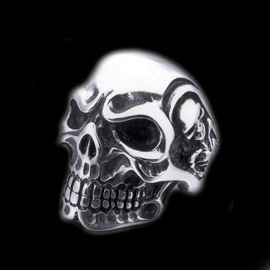 TRIPLE SKULL BIKER RING